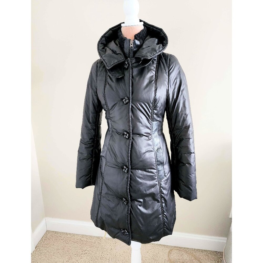 Mackage Black Leather with Hoodie Coat - Women